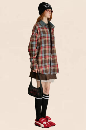 American Vintage Plaid Frayed Shirt