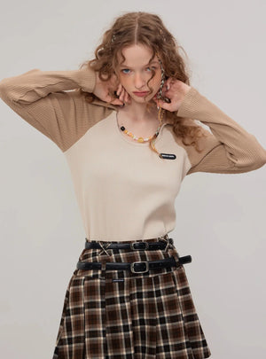 American vintage polo U neck long sleeve T-shirt