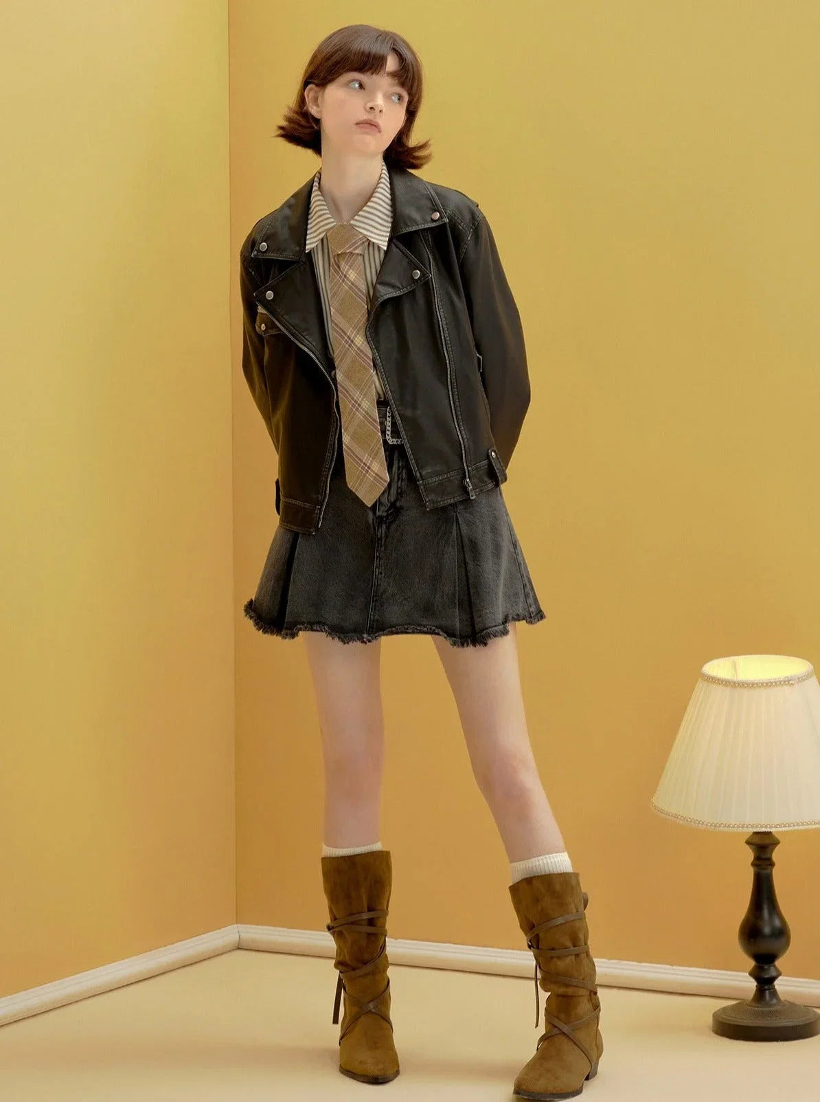 American vintage short leather jacket
