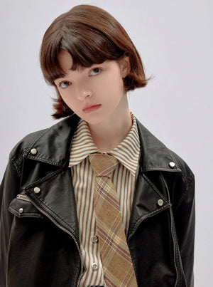 American vintage short leather jacket