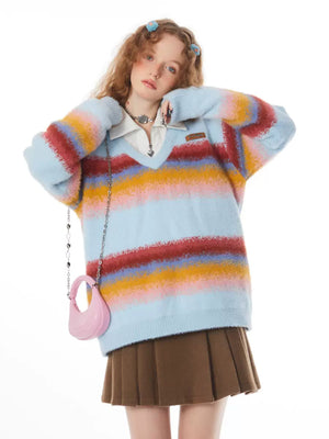 American vintage warm soft V-neck top