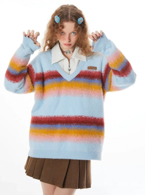 American vintage warm soft V-neck top