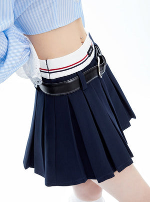 American waist slim pleated mini skirt