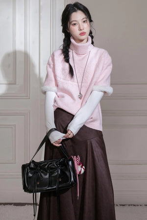 Ancient Drama Velvet Bat Sleeve Knitted Sweater Set