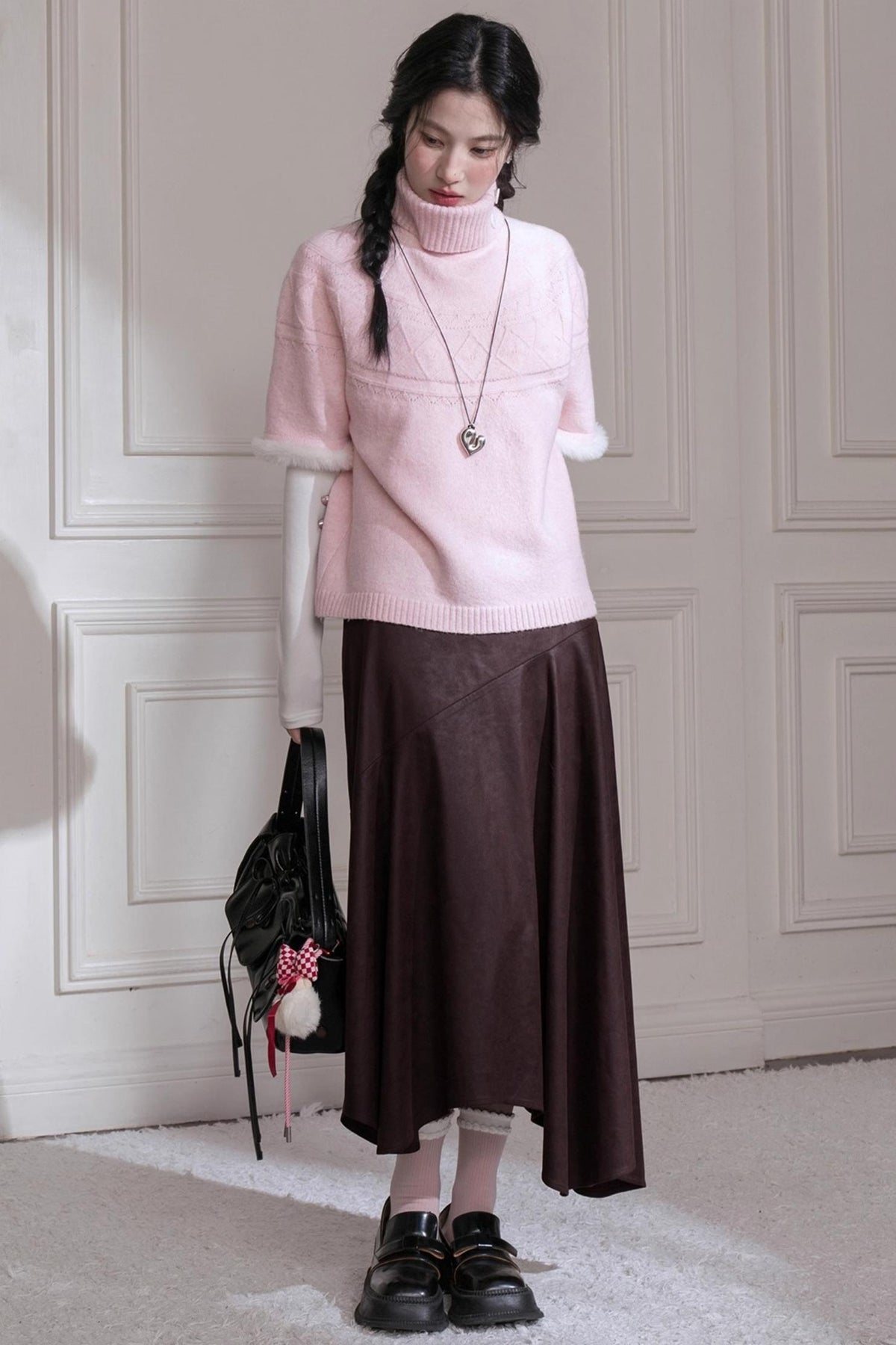 Ancient Drama Velvet Bat Sleeve Knitted Sweater Set