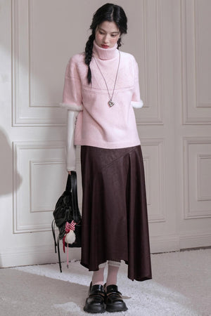 Ancient Drama Velvet Bat Sleeve Knitted Sweater Set