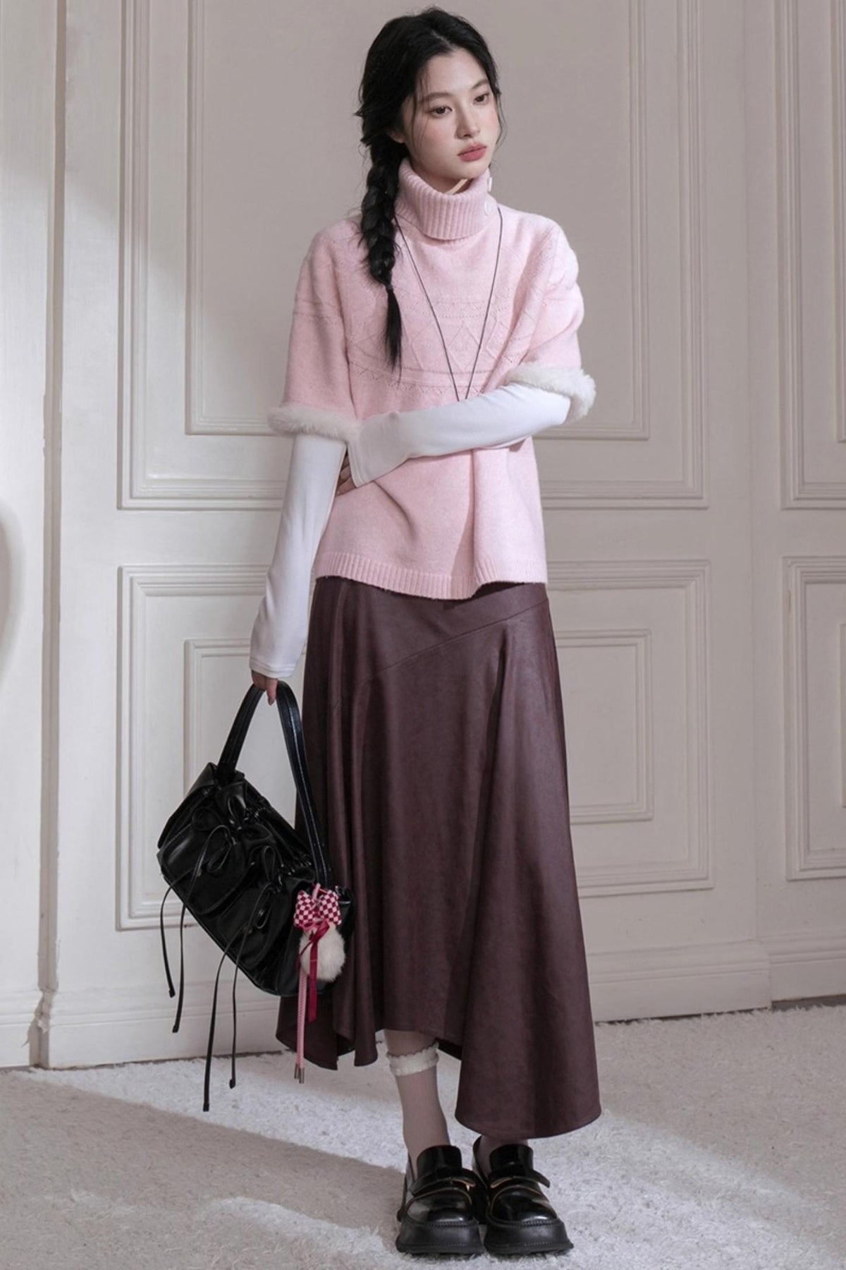 Ancient Drama Velvet Bat Sleeve Knitted Sweater Set