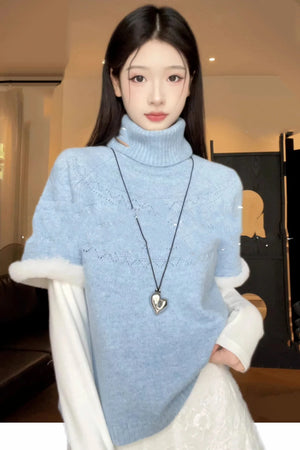 Ancient Drama Velvet Bat Sleeve Knitted Sweater Set