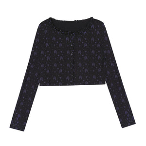 Angel Bear Print Camisole Cardigan Set-Up