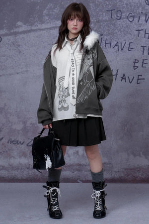 Angel Manga Print Fleece Jacket