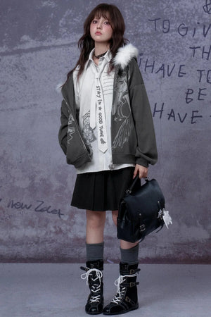 Angel Manga Print Fleece Jacket