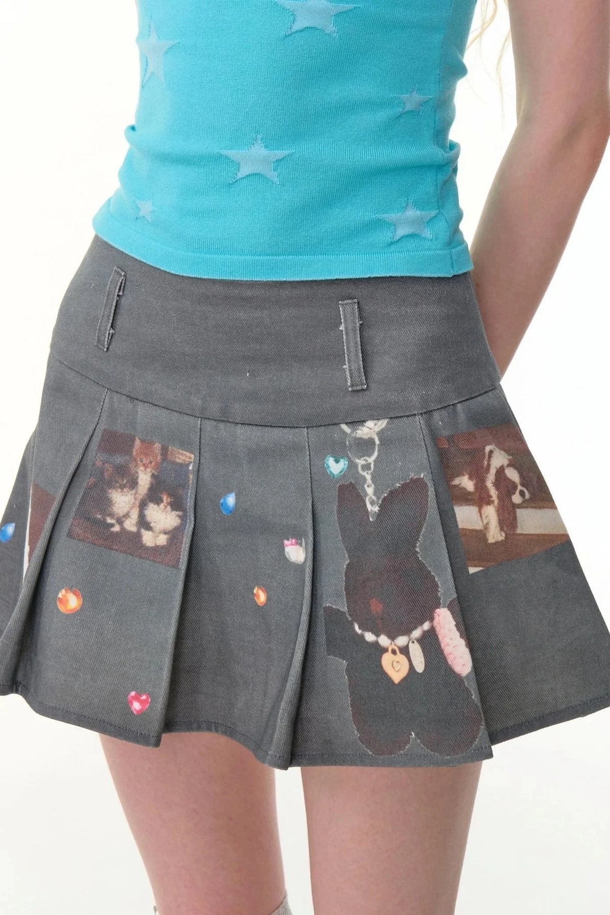 Animal Pleated Skirt