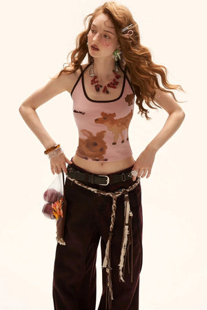 Animal Print Pink Camisole Top