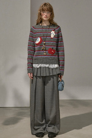 Apple Striped Crew Neck Top
