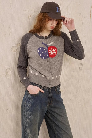Apple Wool Blend Slim Fit Knitted Cardigan
