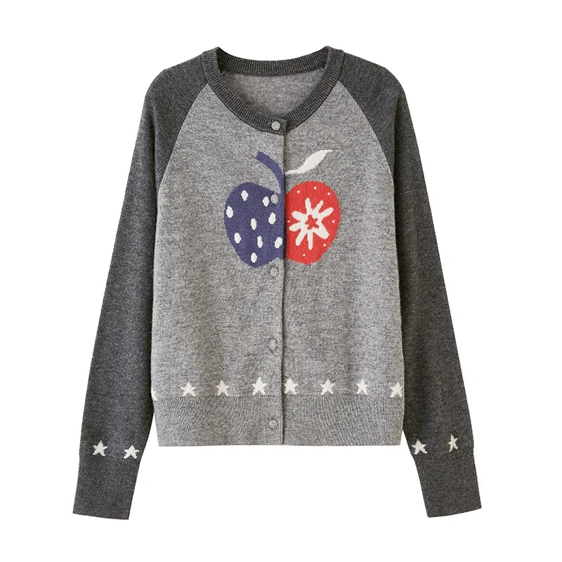 Apple Wool Blend Slim Fit Knitted Cardigan