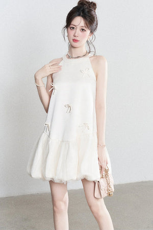 Apricot Halter Mesh Dress