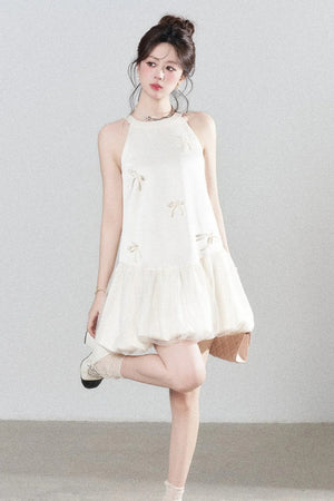 Apricot Halter Mesh Dress