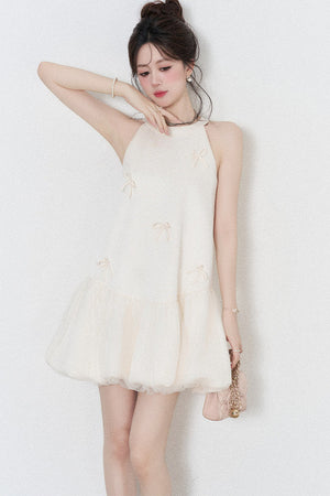Apricot Halter Mesh Dress