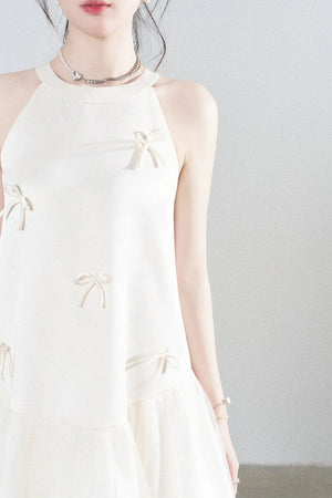 Apricot Halter Mesh Dress