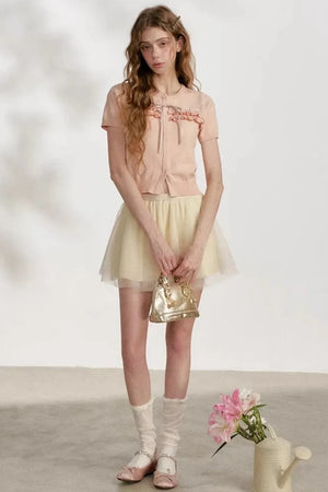 Apricot Mesh A-Line Skirt