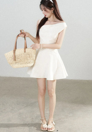 Apricot Off-Shoulder Slimming Dress