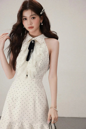 Apricot Polka Dot Lace Dress