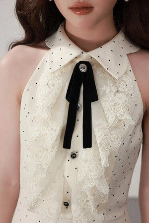 Apricot Polka Dot Lace Dress