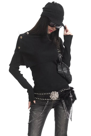 Apricot Turtleneck Knit Sweater