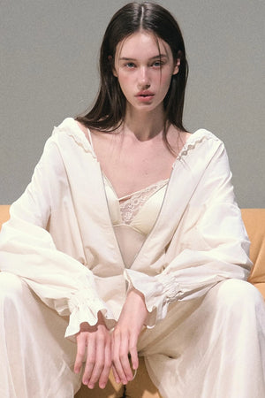 Apricot Wind Satin Wide-Leg Pants