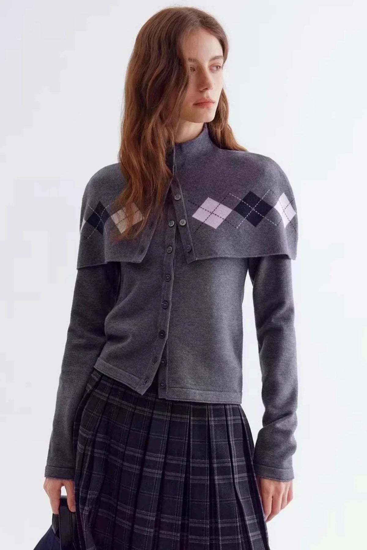 Argyle Jacquard Cardigan Set