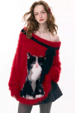 Arrogance Cat Pattern Sweater