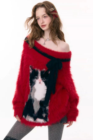 Arrogance Cat Pattern Sweater