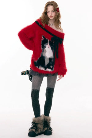 Arrogance Cat Pattern Sweater
