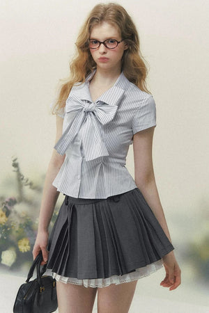 Art Girl Striped Bow Blouse