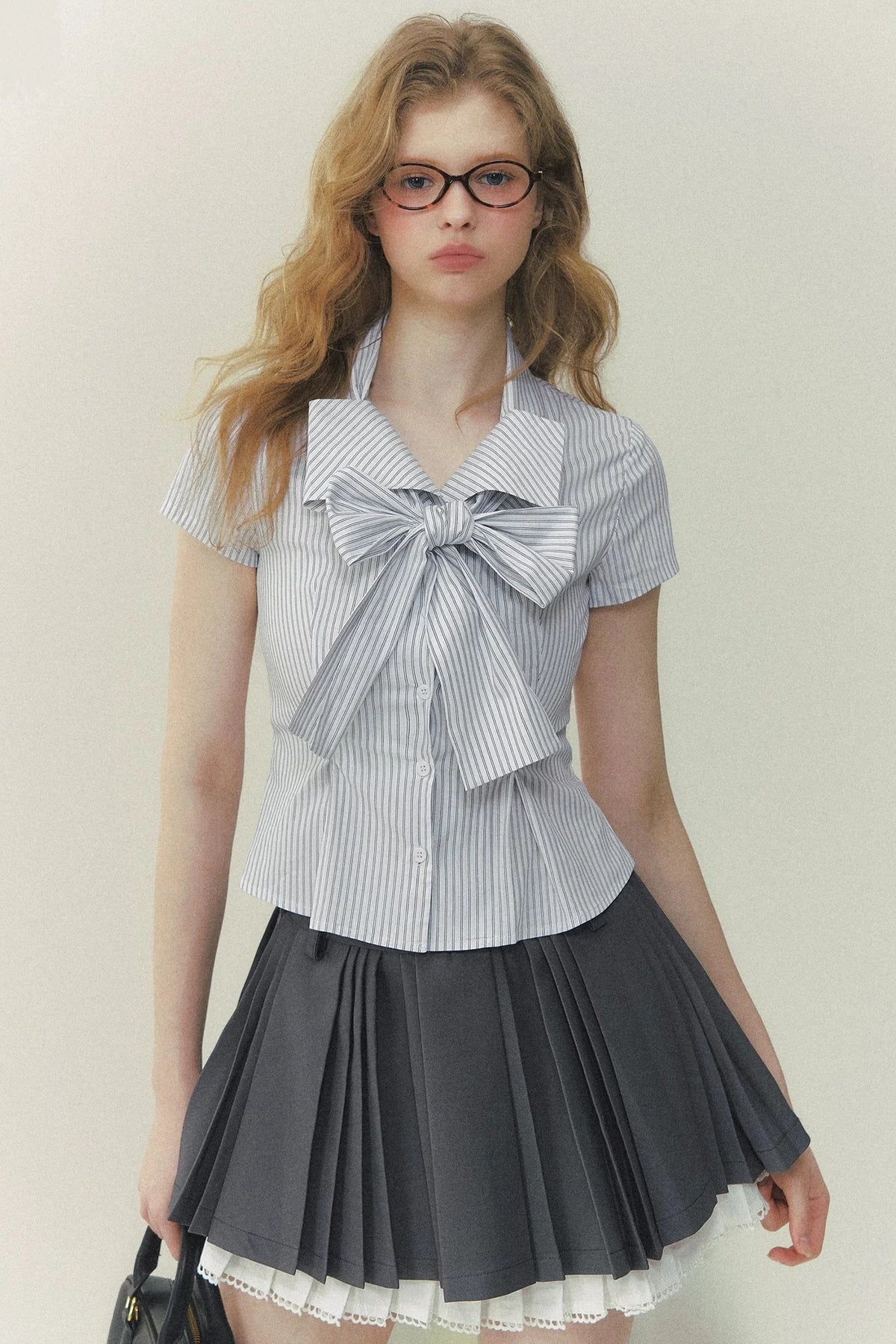 Art Girl Striped Bow Blouse