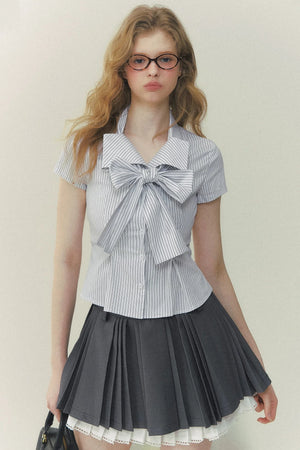 Art Girl Striped Bow Blouse
