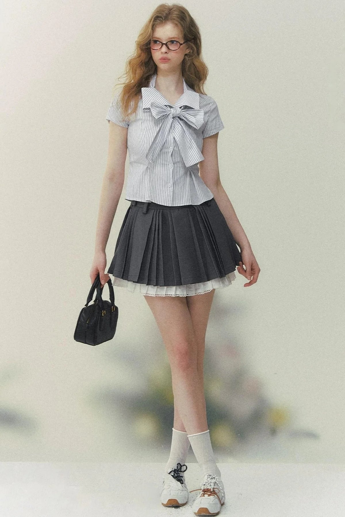 Art Girl Striped Bow Blouse