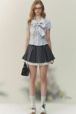 Art Girl Striped Bow Blouse