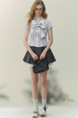 Art Girl Striped Bow Blouse