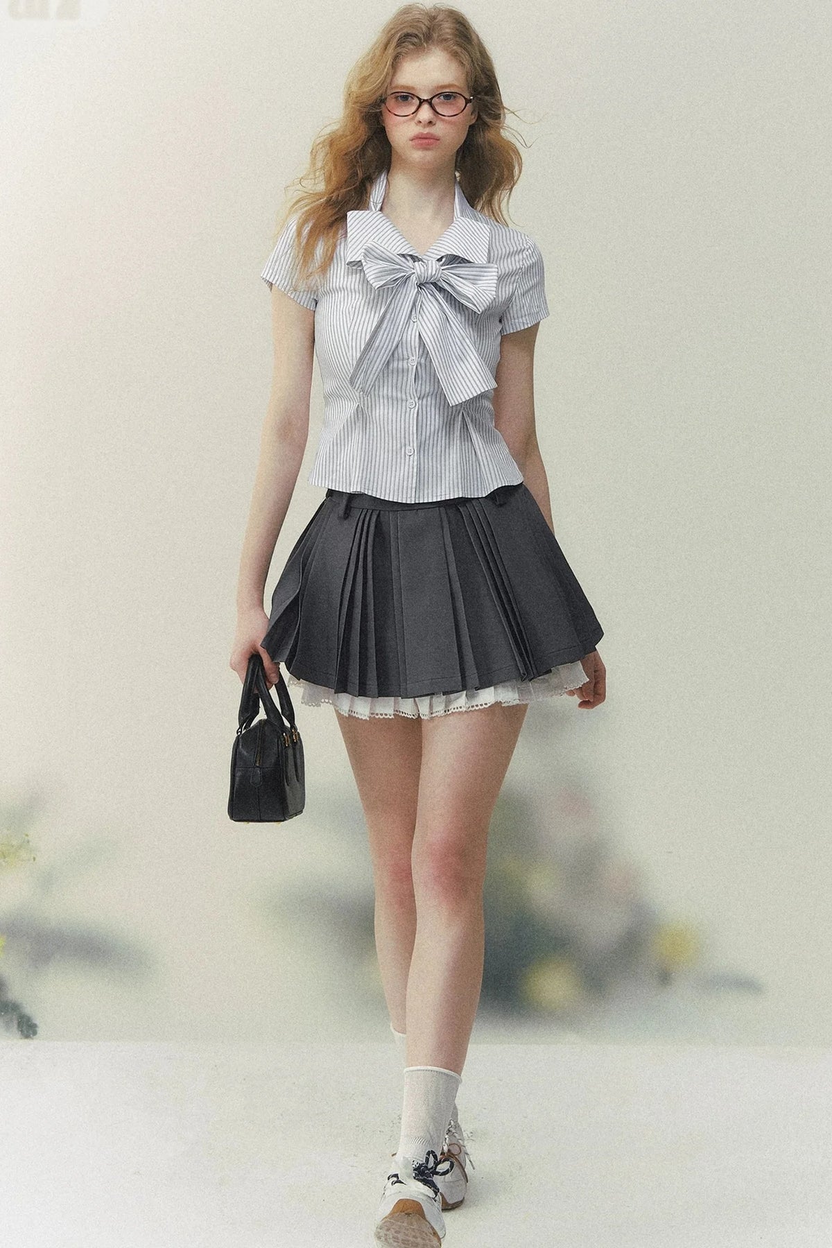 Art Girl Striped Bow Blouse