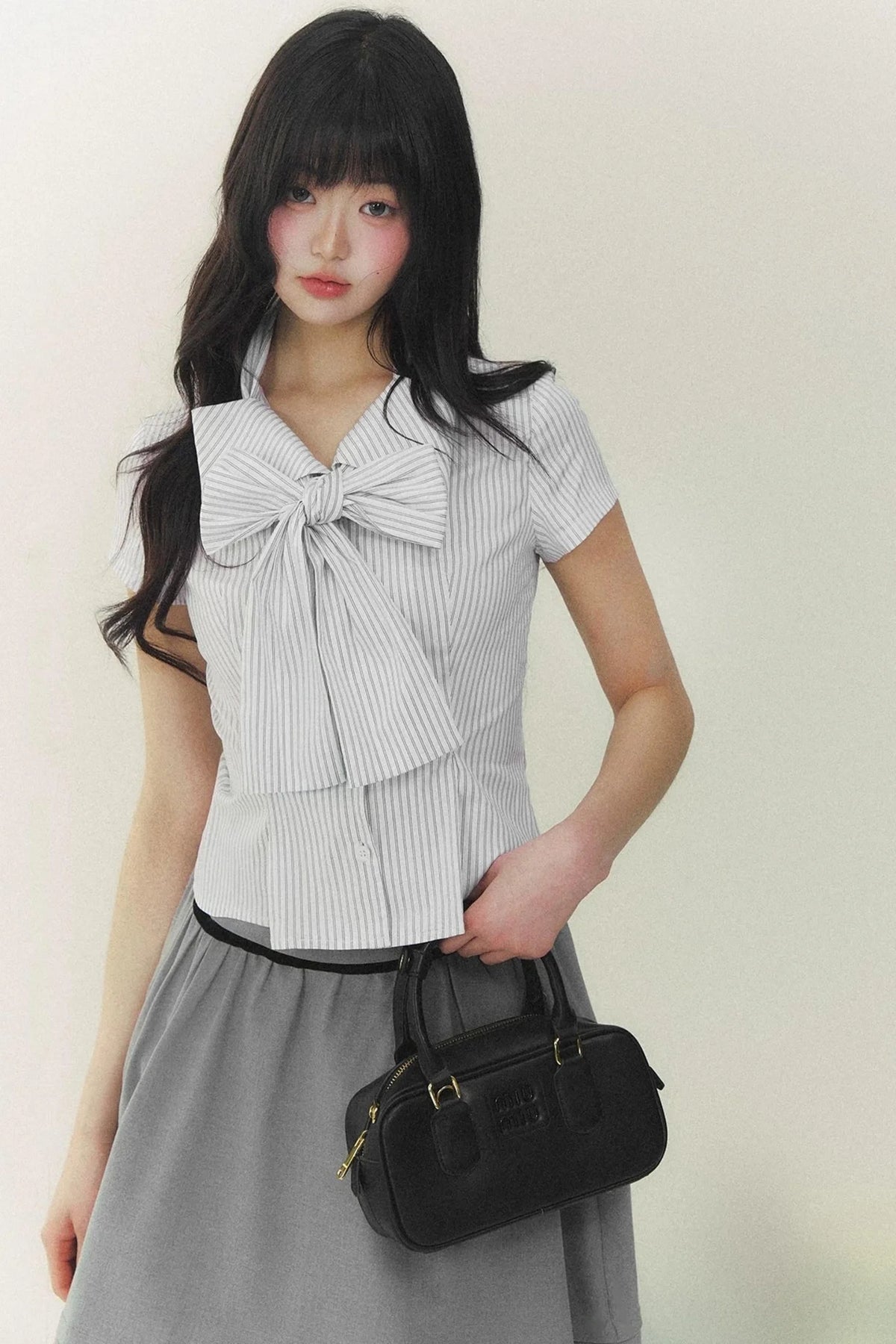 Art Girl Striped Bow Blouse