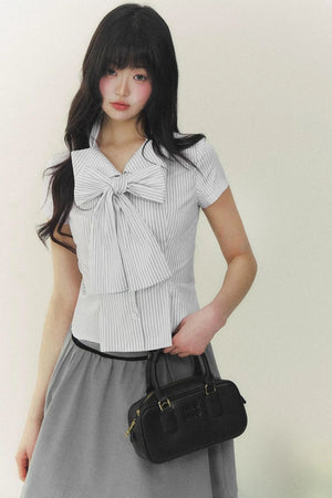 Art Girl Striped Bow Blouse