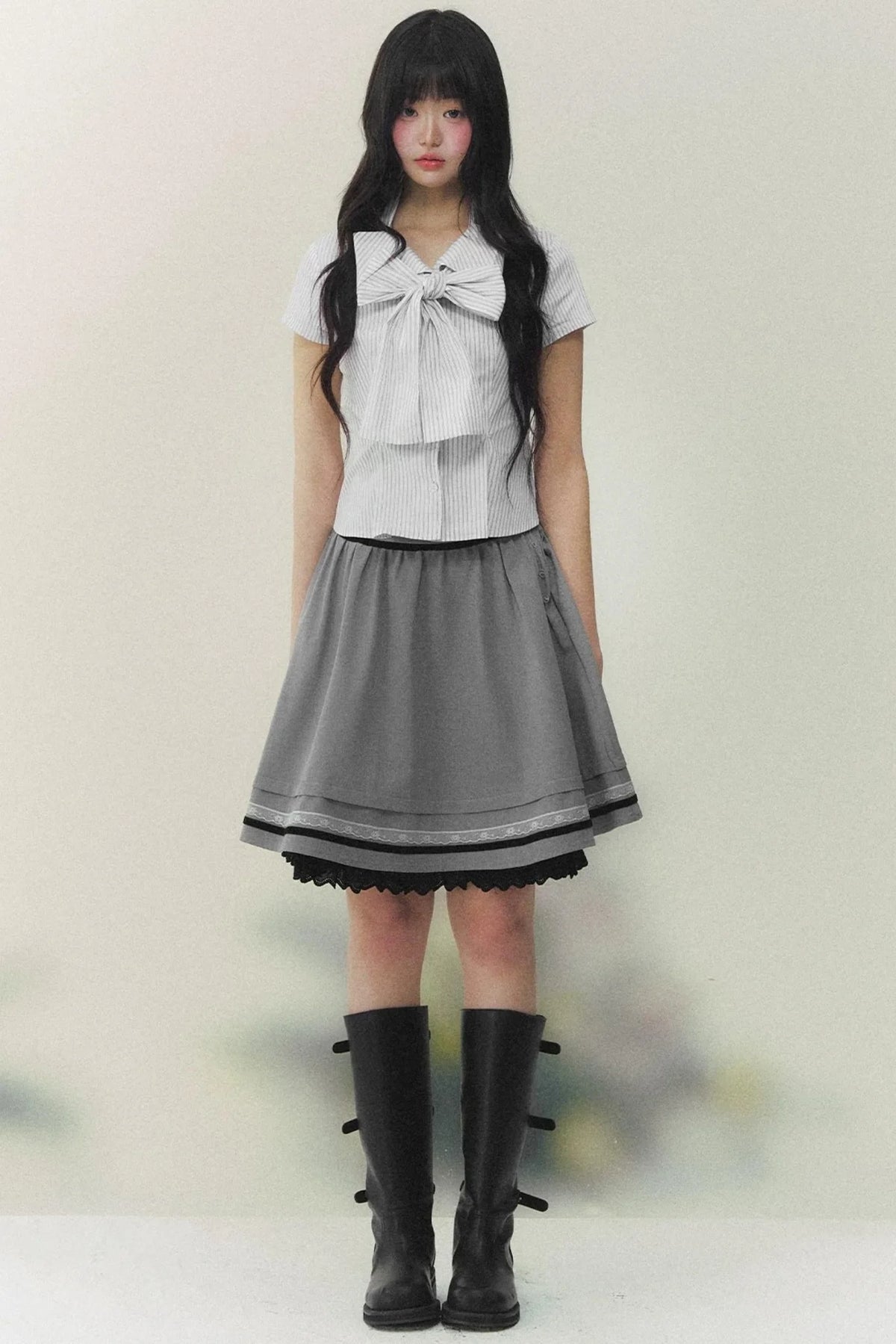 Art Girl Striped Bow Blouse