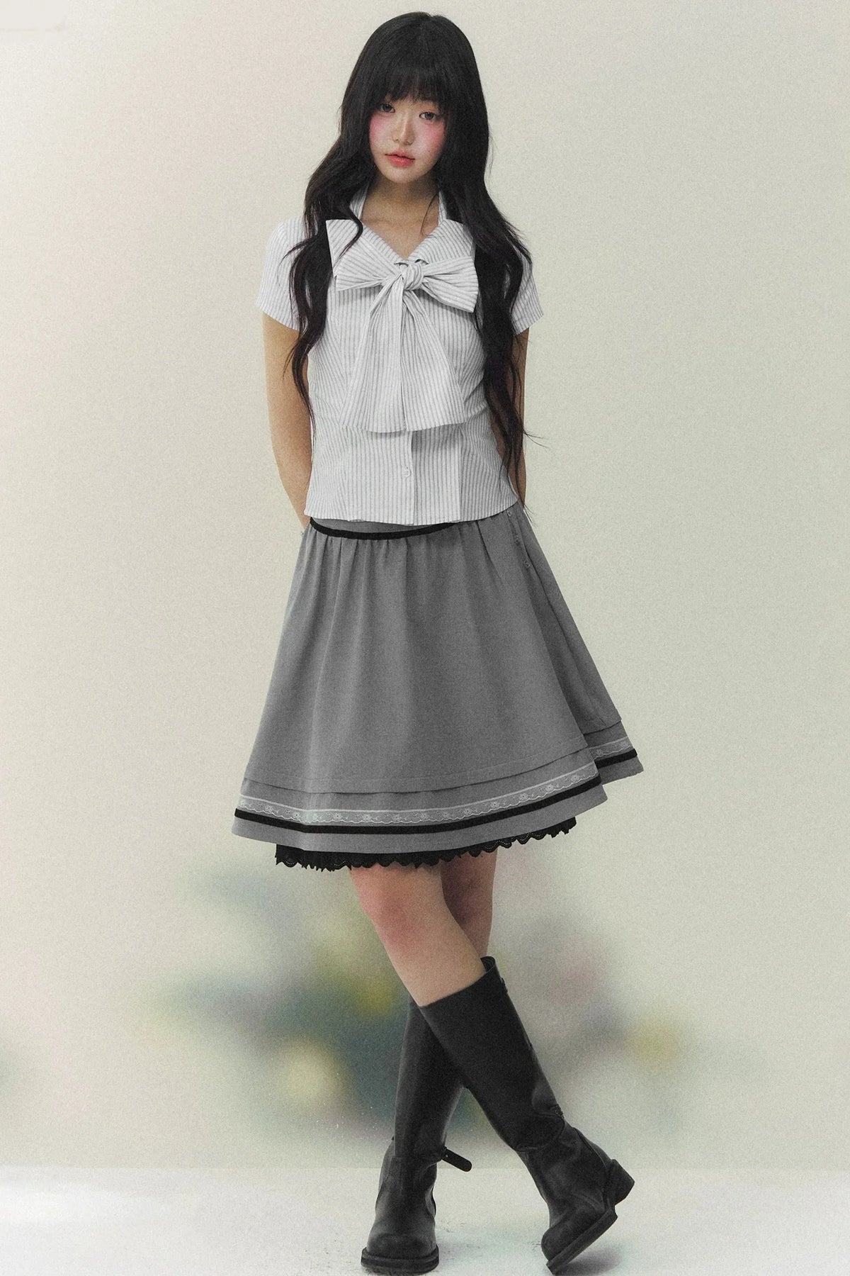 Art Girl Striped Bow Blouse