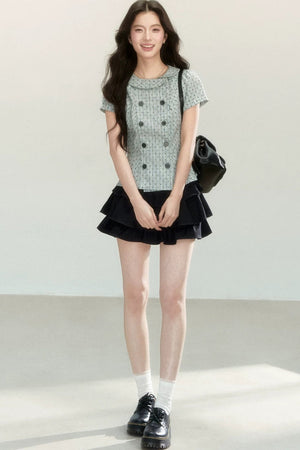Artistic Plaid Doll Collar Blouse