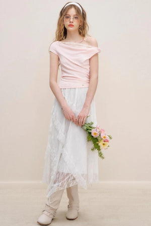 Asymmetric Lace Petal Tee