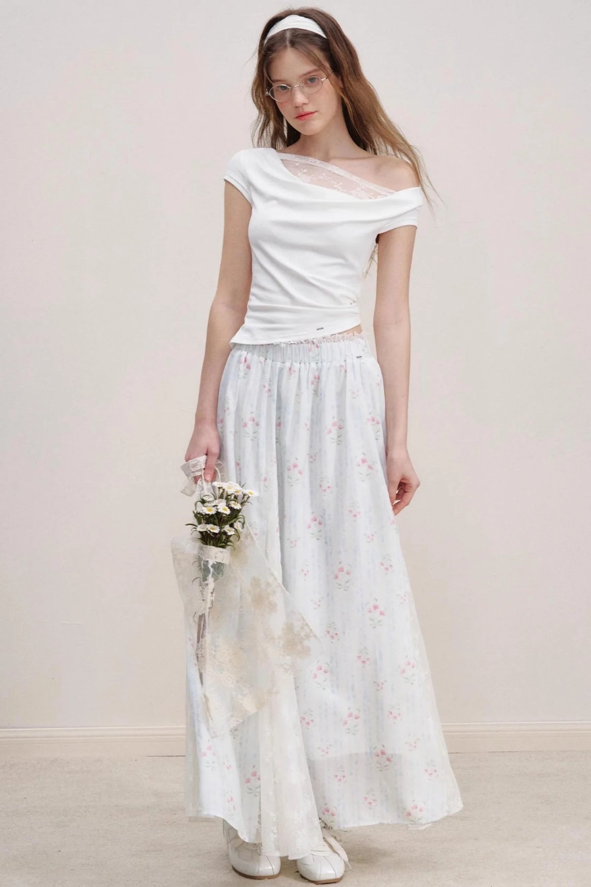 Asymmetric Lace Petal Tee