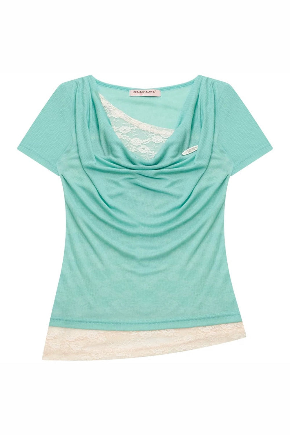 Asymmetric Mint Green Lace Top