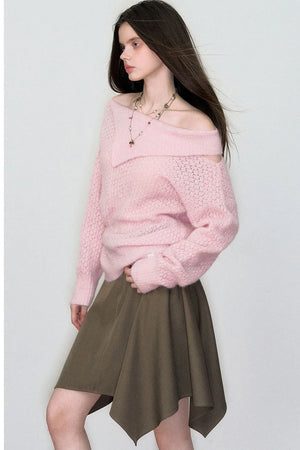Asymmetrical Alpaca Knit Sweater
